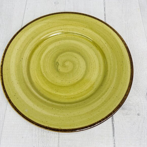 Thomson Pottery Green Swirl Speckle Brown Stoneware Salad Plate Set of 4 - Picture 2 of 16